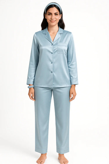 Solid Powder Blue Silk - ELORA OFFICIAL